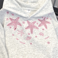 韩系慵懒风海星印花套头连帽卫衣女秋季新款巨好看宽松休闲帽衫，男装卫衣，星座1210-1