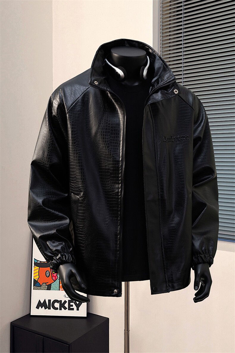 1美式鳄鱼纹钢印大码M-5XL面层：PU皮夹克男JK8749P90控128,男装夹克,星座226-2