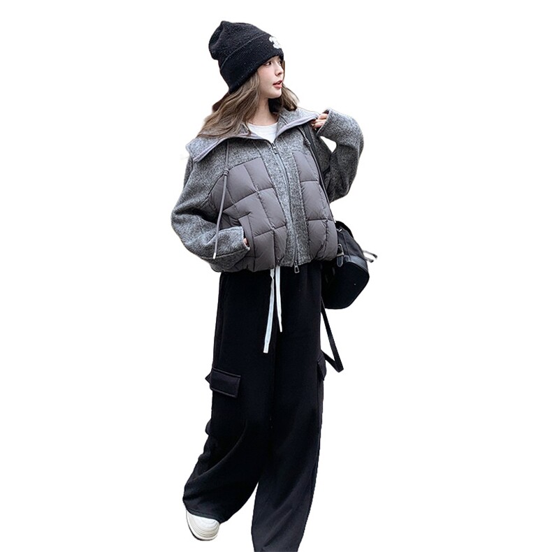 2025现货主推70毛双面呢拼90白鸭绒羽绒服191-6398-P295-K428,女装双面呢大衣,韩蜜菓