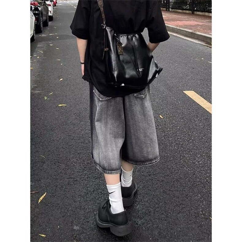 水洗破洞复古牛仔短裤宽松直筒男女阔腿潮七分中裤网图dk2611-p42,男装牛仔裤,星座302B-2