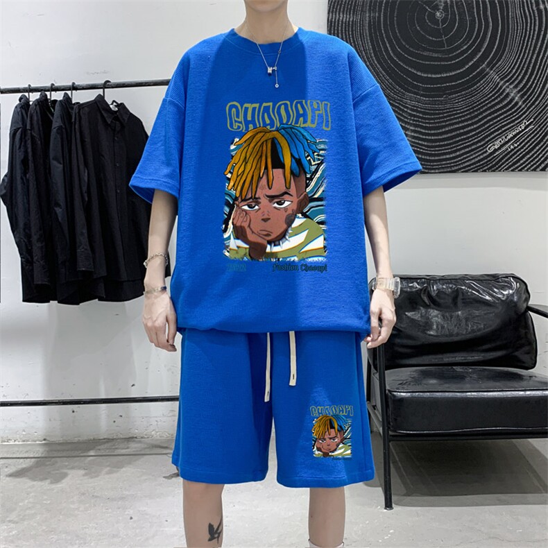 ！数据好！2022男士潮牌华夫格短袖T恤套装HTZ05P50,男装T恤,电商B220