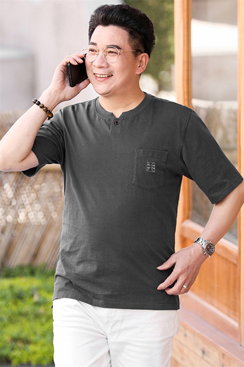 2023夏季新款男士短袖T恤中年休闲纯棉半袖男装宽松体恤衫上衣男,男装T恤,电商B212（原钱塘6029）