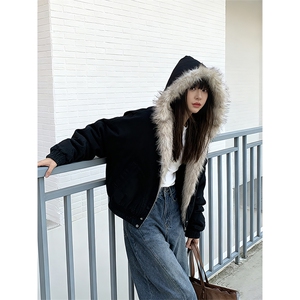 原版帆布面料 不掉毛 座山雕毛领棉服情侣外套 图 MY1027-P90图片