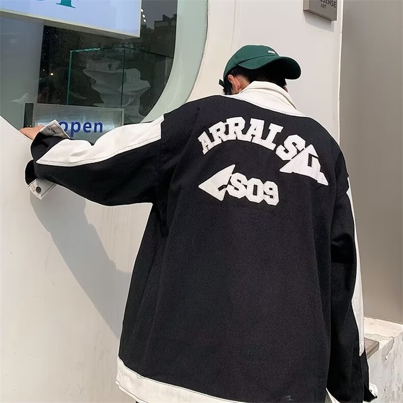 男秋季拼接外套潮上衣ins美式复古工装夹克X79P45,男装夹克,星座1116-2