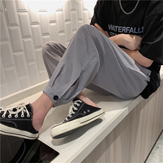 K3069/P35夏季冰丝裤男韩版流休闲裤男垂感九分裤大码阔腿裤薄款，男装休闲裤，电商A141