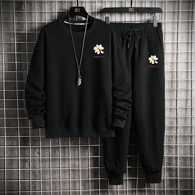 TY7059-P75 圆领卫衣套装男运动套装两件套长袖运动服 网格挂拍图片
