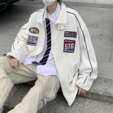 美式潮流运动夹克男秋季潮oversize百搭休闲情侣装W7875-P58，男装夹克，星座512-4