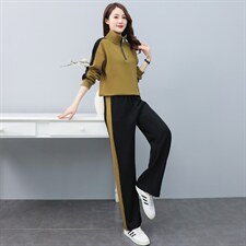 春秋休闲运动服套装女2025新款时尚撞色洋气减龄高级感卫衣两件套，女装套装/套裙，凝聚力
