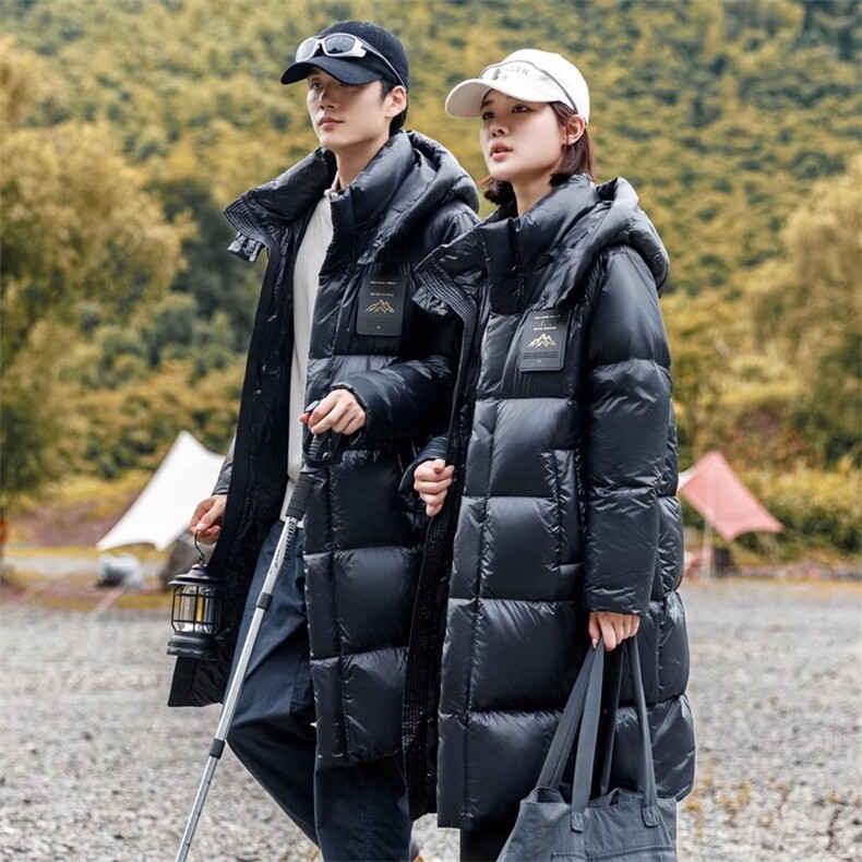 标85%鸭绒三防羽绒服男亮面新款面包服中长款连帽外套db99-P320，男装羽绒服，星座1210A