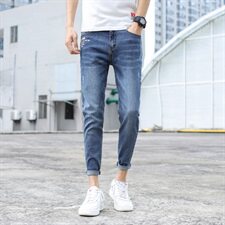 秋季九分牛仔裤男潮牌修身小脚男士休闲裤子韩版潮流9087-P45，男装牛仔裤，电商A318