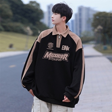高品质！23秋季美式拼色翻领POLO衫休闲宽松卫衣PW2329-P50控78，男装卫衣，电商B370