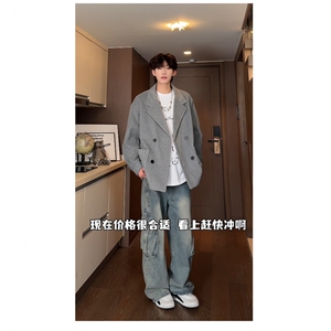 羊驼绒双排扣加绒加厚毛呢大衣504-F57-P90控128（加绒P100控148图片