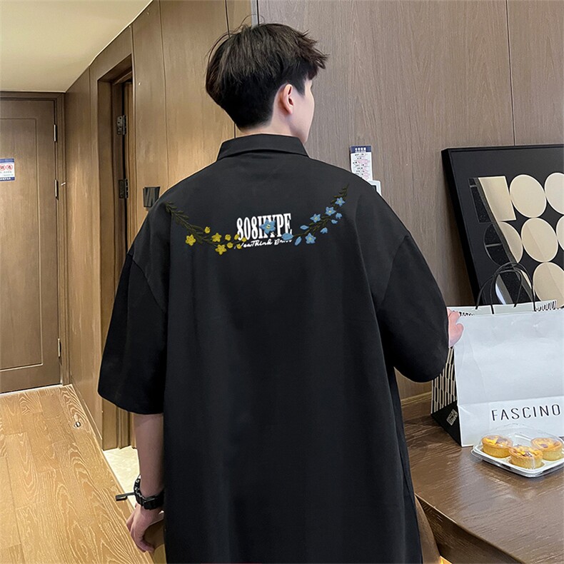 可设48小时支持抖音得物来样二开 网眼透气翻领t恤美式短袖POLO衫图片