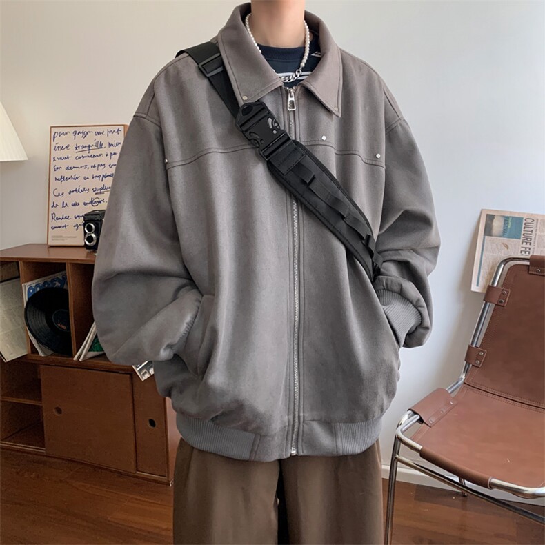 早秋~2025秋冬新款男士麂皮绒夹克外套机车上衣JK222特P65控118,男装夹克,电商B220