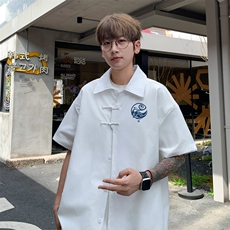 ！2025夏季新款男士新中式短袖衬衫免烫风衬衣CS102特P33，男装衬衫，电商B220