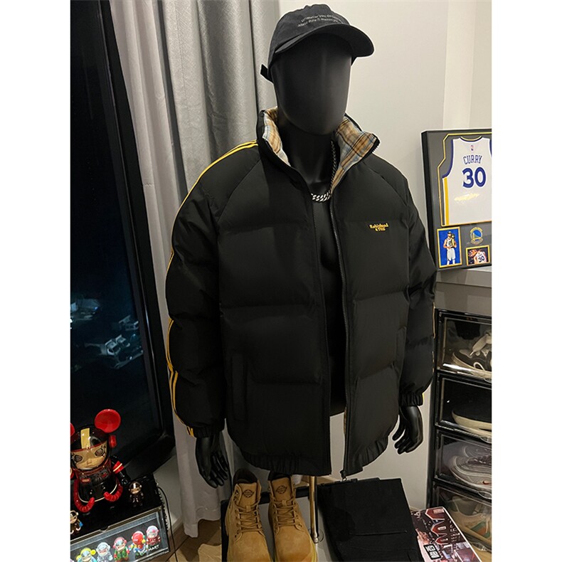 秋冬新款港风条纹刺绣立领保暖棉服面包服XZ213-MY5529-P98控128,男装夹克,星座213