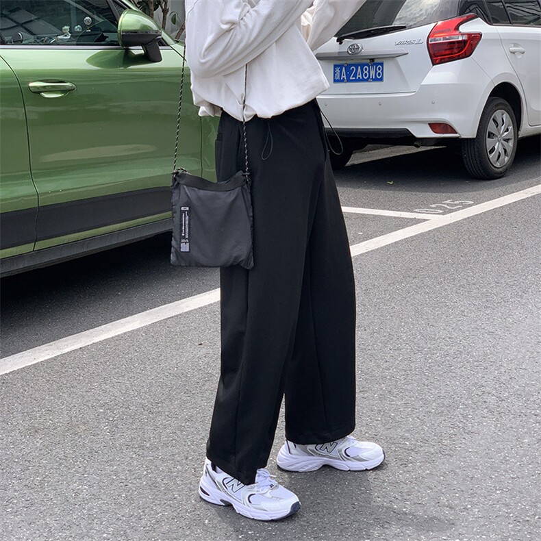 508B 2021秋冬直筒休闲西裤松紧腰宽松微弹免熨烫男女同款图片
