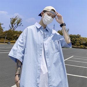 衬衫男短袖韩版潮流文艺帅秋夏2024日系新款ins宽松外套CY395-P33图片
