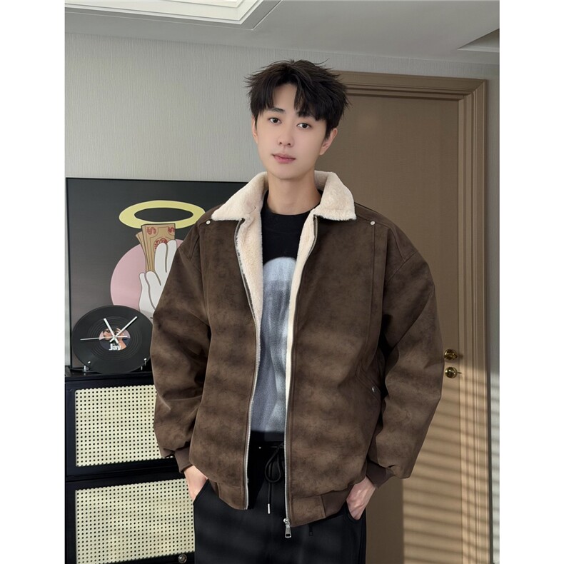 PY5552-P85特冬季PU皮棉服兔毛加绒加厚保暖棉衣,男装棉衣,电商D232