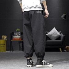 2021春秋季日系大码沙发墙男印花腰带反光束脚九分休闲裤K2021-P45，男装休闲裤，电商A001
