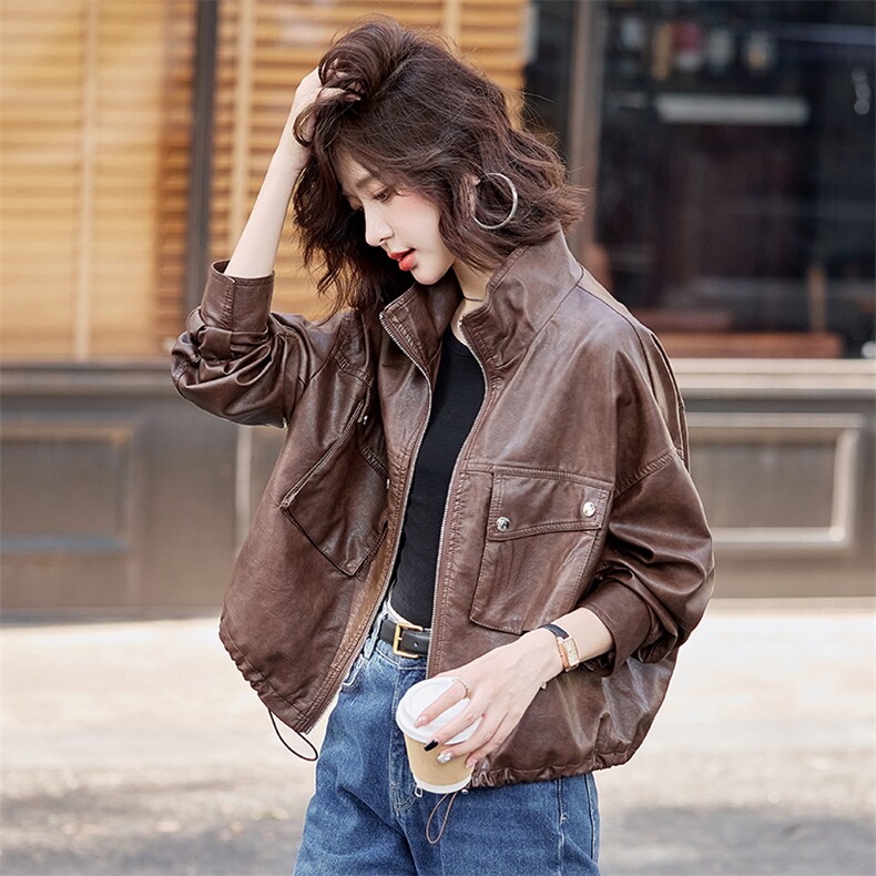 海宁皮衣女真皮2025年秋季新款爆款时尚宽松绵羊皮高端皮夹克外套，女装皮衣，简古