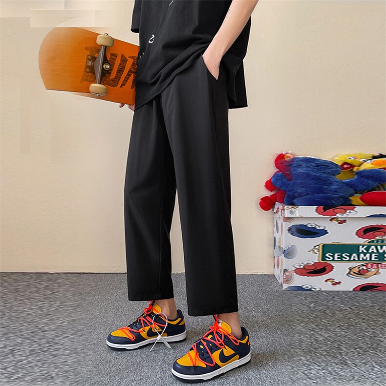 港风直筒宽松休闲韩版潮流九分休闲阔腿长裤子a068-HX915-TP25，男装休闲裤，电商A068
