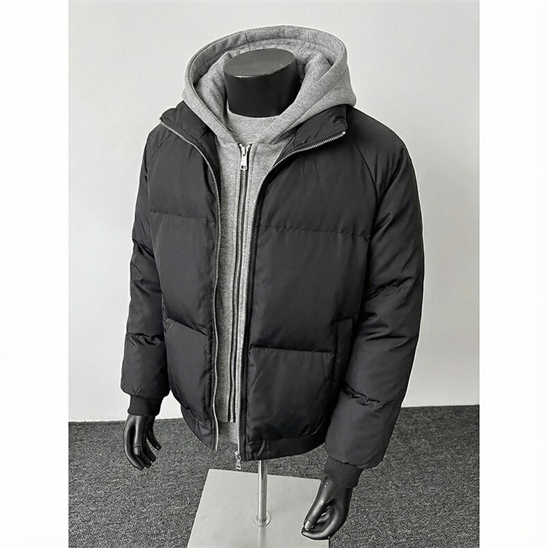 现货高品质重磅工艺美式高街假两件PU皮棉衣男女加厚棉服外套,男装棉衣,电商A486-1