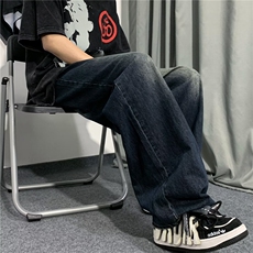 复古蓝牛仔裤男宽松做旧oversize裤子美式垂感阔腿拖地裤KN916P46，男装牛仔裤，星座1116-2