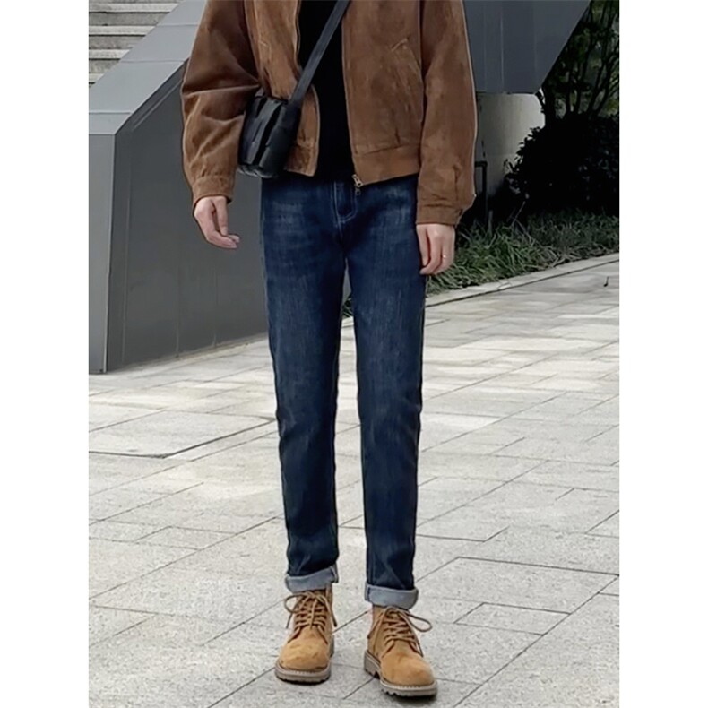 搭配马丁靴的牛仔裤男秋冬修身休闲裤机车风痞帅1412-2/505/P65,男装牛仔裤,星座1412-2