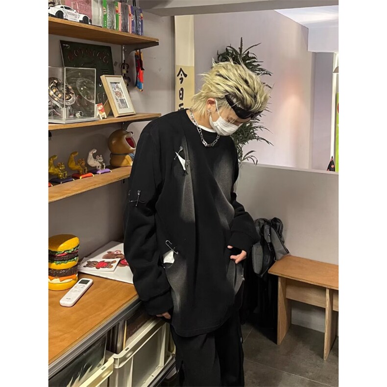 网络图现货！cleanfit回形针晕染卫衣设计感高街风外套RW103-P55,男装卫衣,星座1005-6