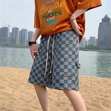 阔腿牛仔短裤男夏季薄款2023新款复古百搭工装五分裤N472P38,男装牛仔裤,星座1116-2
