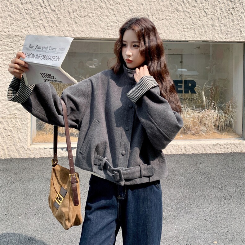 【档口有货】春装装新款短款毛呢外套2D112-5581-P175控258,女装毛呢外套,2D112