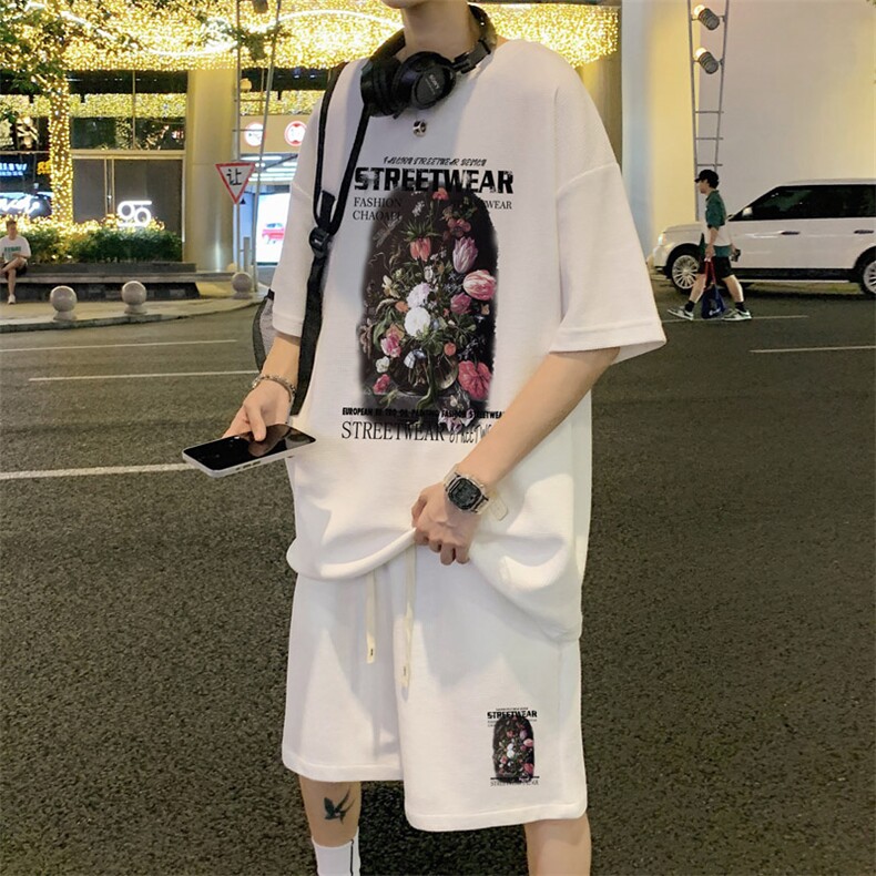 ！重磅推荐！2024夏季新款男士华夫格短袖套装一套HTZ10P50,男装T恤,电商B220