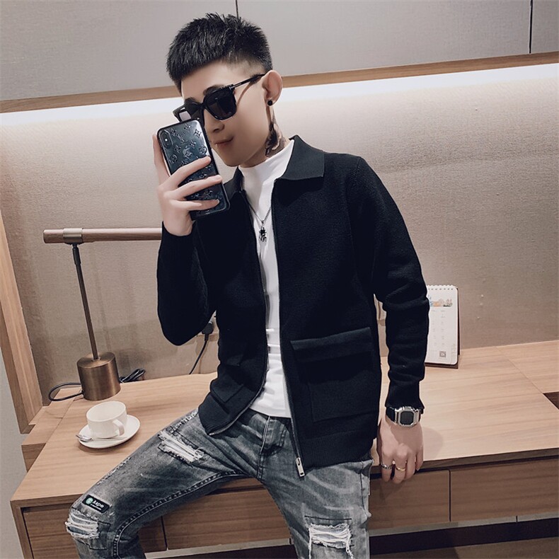 21春款社会小伙针织外套齐天大圣开衫长袖翻领修身毛衣V1029-P95,男装针织衫/毛衣,星座308A