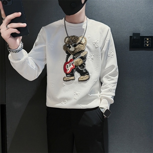 痞帅高级感小熊圆领卫衣外套男社会小伙店主风301C-WY46-P58控78图片