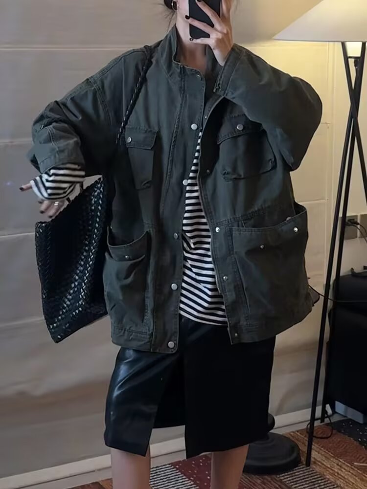 2025复古落肩工装牛仔外套多口袋设计感宽松夹克上衣W6873-P80,男装工装外套,星座412-3
