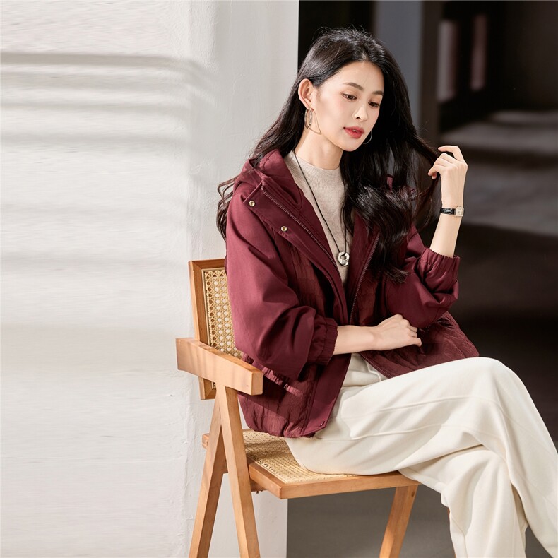 2025冬装新款拼色短款夹棉外套,女装棉衣/棉服,梦芯尔