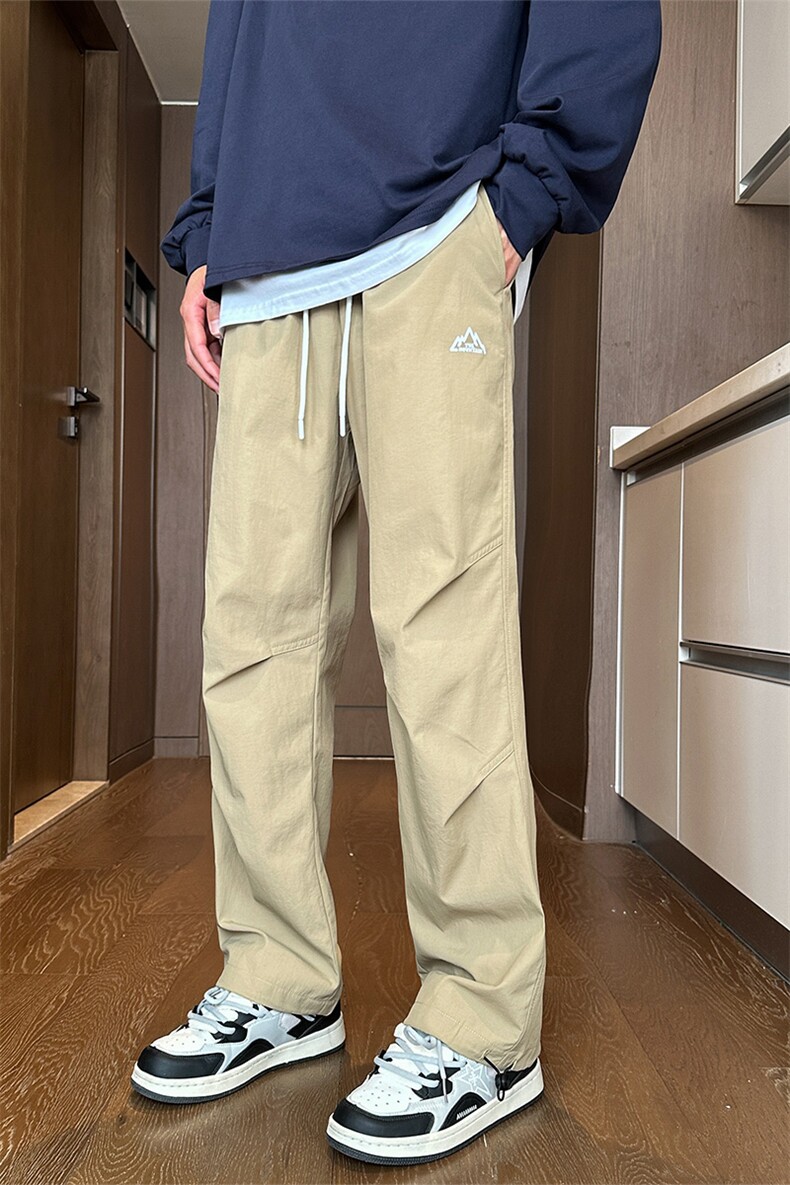 港风高品质休闲裤男裤宽松休闲裤抽绳起皱冰丝裤MYK24-9815-P45,男装休闲裤,星座717