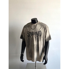 网图有货美式复古做旧脏染刺绣贴布短袖情侣宽松T恤男女A530-P45，男装T恤，星座1505