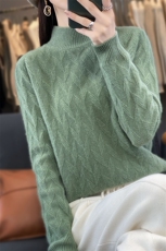 半高领毛衣女套头秋冬季2024年新款女装韩版宽松外穿加厚，女装针织衫/毛衣，皓宇羊绒