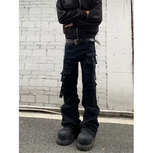 美式复古hiphop重工多口袋嘻哈街头高街喇叭牛仔裤K71526-P50网图