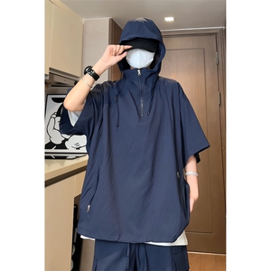 量大优 供视频 泡泡纱夏款连帽短袖t恤男 CP73-特p35图片