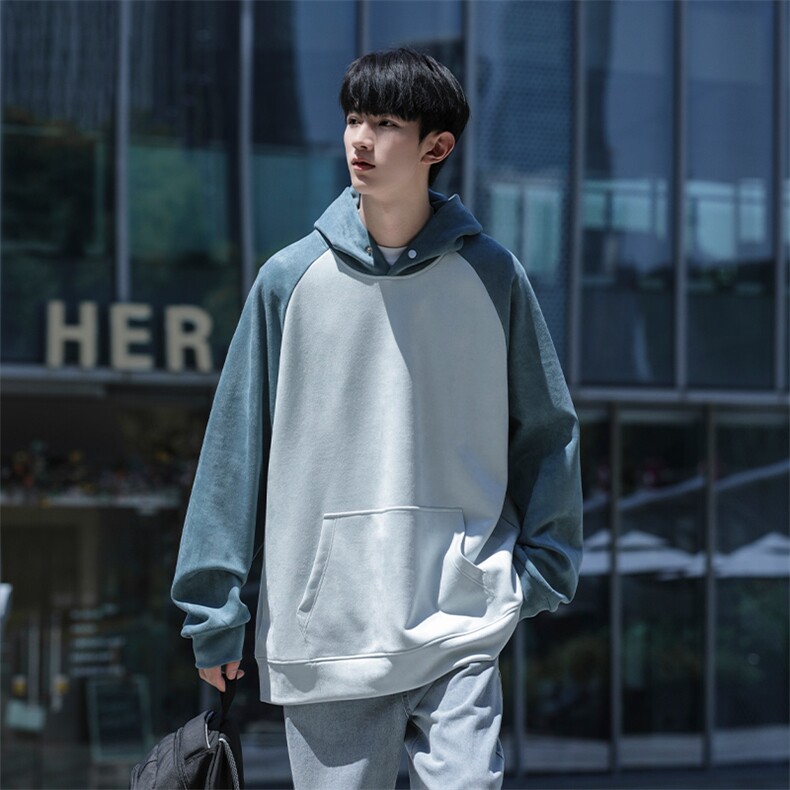 M-6XL 380克秋季新款大码插色连帽套头卫衣109-W23617-P55图片