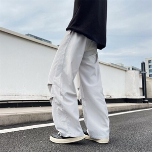 美式褶皱伞兵工装裤男女夏季潮牌宽松设计感阔腿弯刀裤速干休闲裤图片