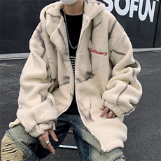 F12-P78冬季加厚保暖羊羔绒棉服美式潮牌宽松连帽棉袄外套男士，男装棉衣，星座512-6