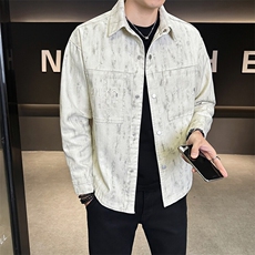 夹克字母刺绣牛仔衬衫翻领牛仔男外套A329-N9536-P105，男装夹克，电商A329