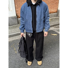 W10389-P63网图现货美式复古撞色翻领水洗做旧外套宽松中性夹克，男装夹克，星座1608