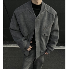 美式潮系夹棉绒毛呢外套飞行服冬季加厚棒球服棉服893P125，男装棉衣，电商A458A
