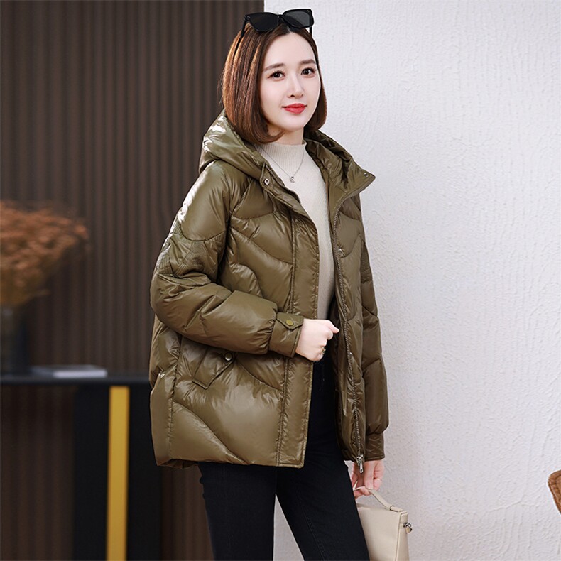 时尚连帽羽绒服女冬季2025新款小个子宽松轻盈加厚保暖白鸭绒外套,女装羽绒服,婷思杰（原婷想服饰）