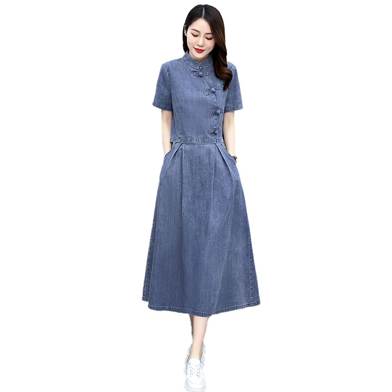 天丝牛仔连衣裙女夏季2024新款两件套洋气减龄套装裙宽松大码套装,女装套装/套裙,关键词